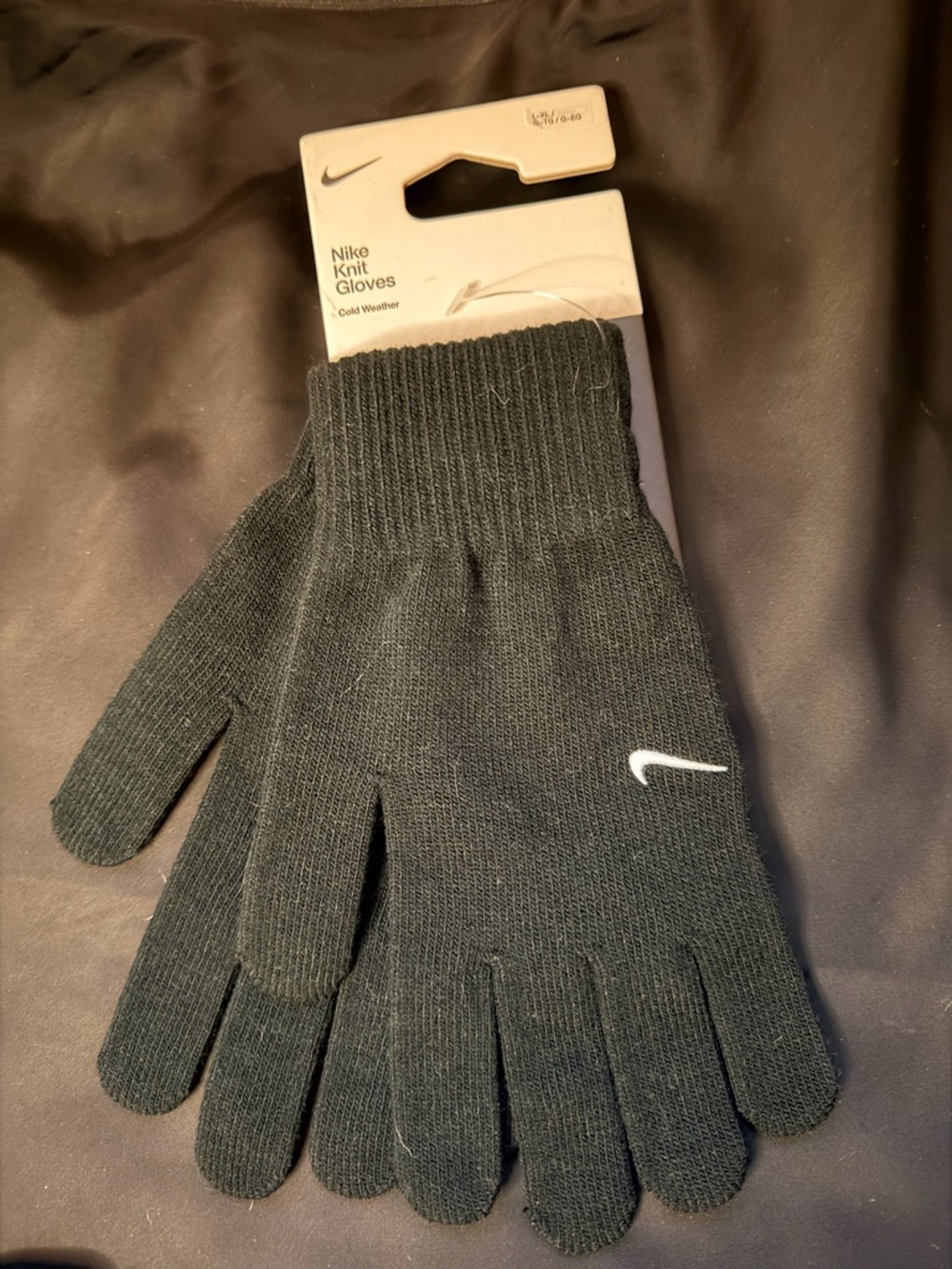 Nike Black Knit Gloves with White Swoosh
